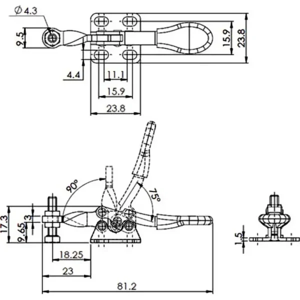 Osaka Spirit Bottom-Pressing Toggle Clamp GH-201-A - Image 3