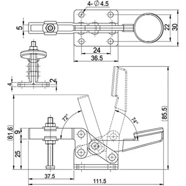 Osaka Spirit Bottom-Pressing Toggle Clamp GH-20300 - Image 4