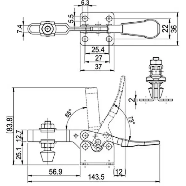 Osaka Spirit Bottom-Pressing Toggle Clamp GH-201-B - Image 2