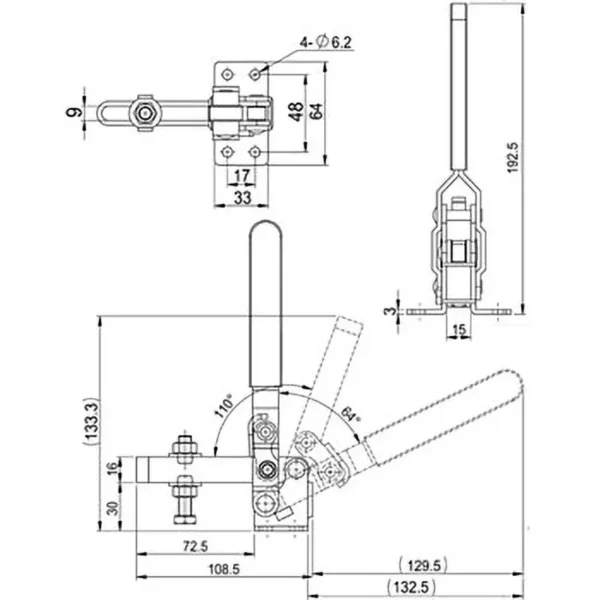 Osaka Spirit Bottom-Pressing Toggle Clamp GH-11412 - Image 2