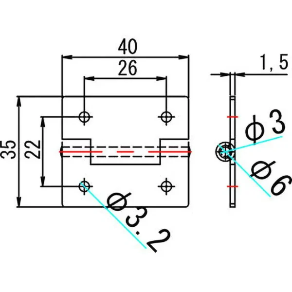 LAMP(Sugatsune) Stainless Steel Hinge(SUS304/Buff Polished) > CH-002-40 - Image 3