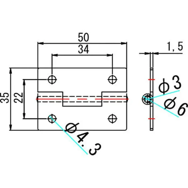 LAMP(Sugatsune) Stainless Steel Hinge(SUS304/Buff Polished) > CH-002-50 - Image 3