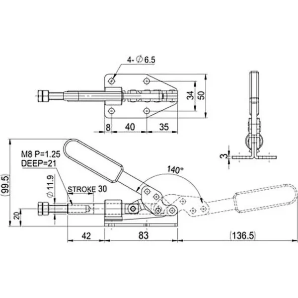 Osaka Spirit Side-Pressing Toggle Clamp GH-36020M - Image 3
