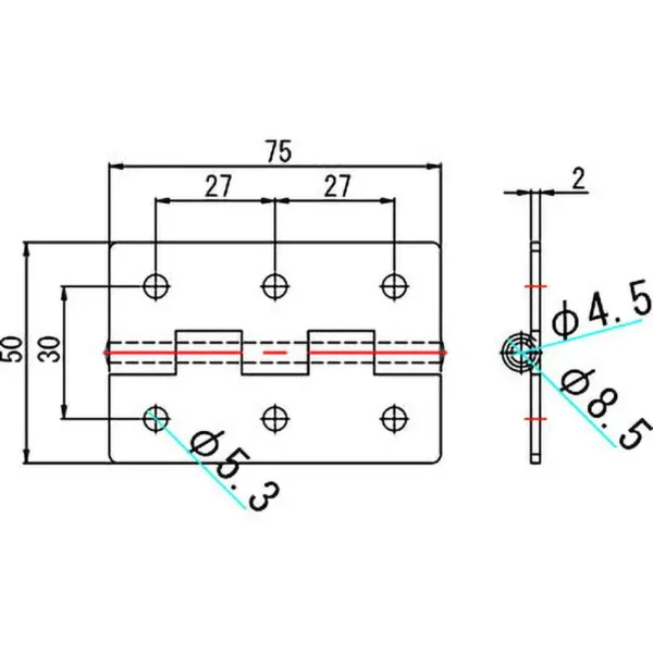 LAMP(Sugatsune) Stainless Steel Hinge(SUS304/Buff Polished) > CH-002-75 - Image 2