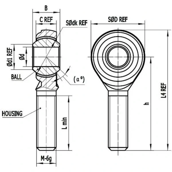NTN｣ｬ Rod End(Lubrication-Free｣ｬMale Thread) Right Thread Type｣ｬCOS 5 - Image 2