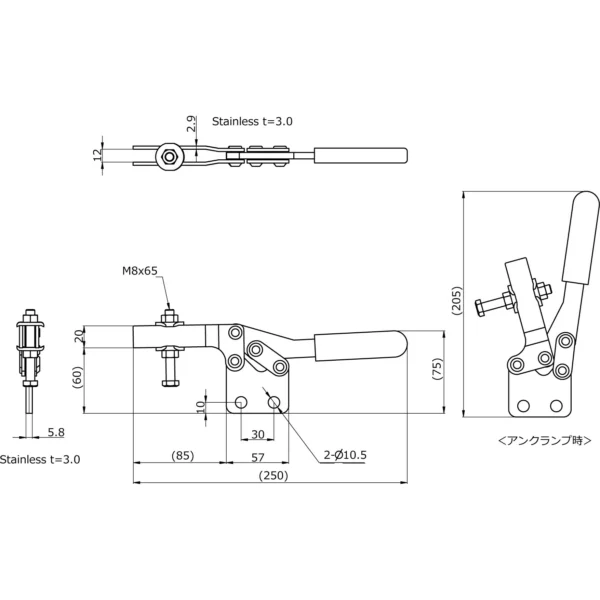 Osaka Spirit Bottom-pressing handle Side-Type clamp No.38S Big - Image 2