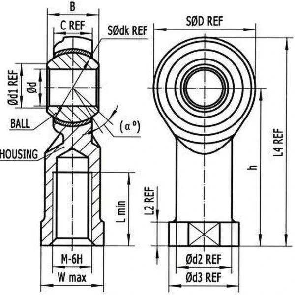 NTN｣ｬ Rod End(Lubrication-Free｣ｬFemale Thread) Right Thread Type｣ｬCHS 22 - Image 2