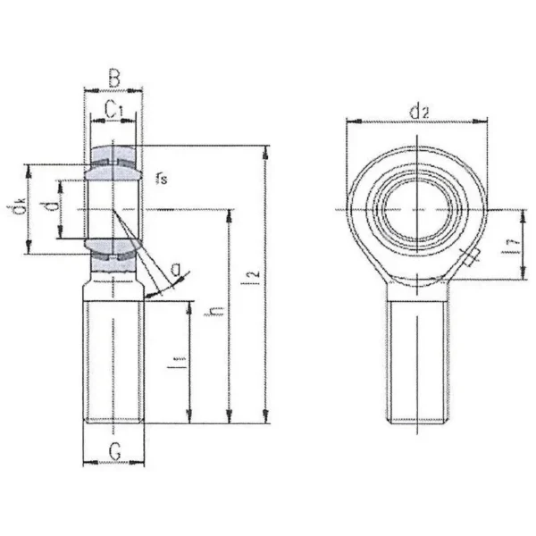 NTN｣ｬ Rod End｣ｬ Lubrication｣ｬ Male Thread｣ｬRight Thread Type - Image 2