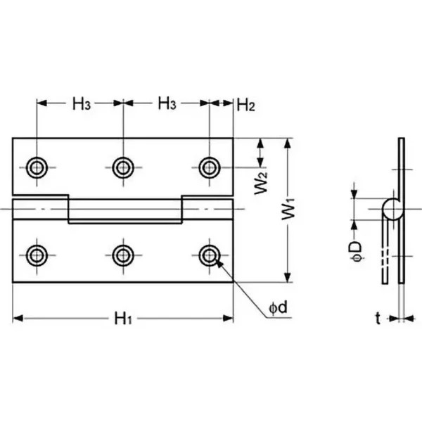 LAMP(Sugatsune) Stainless Steel Butt Hinge D-S-C type > D-S-38C - Image 2