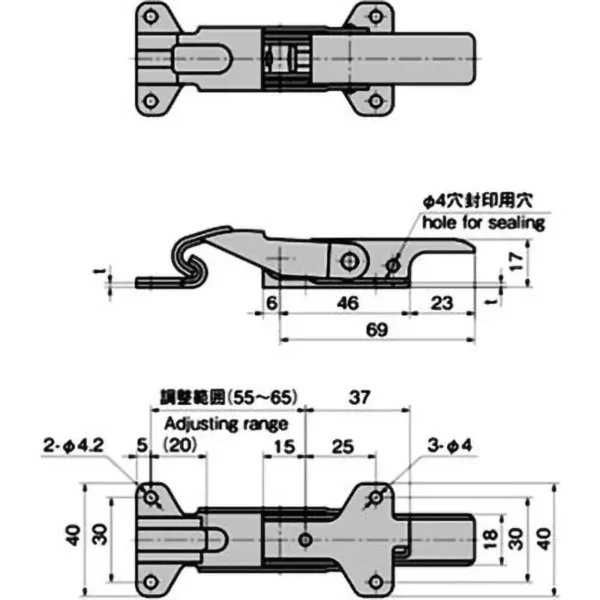 LAMP(Sugatsune) Stainless Steel  Hook-Type Adjustable Fastener > C-1232-2 - Image 2
