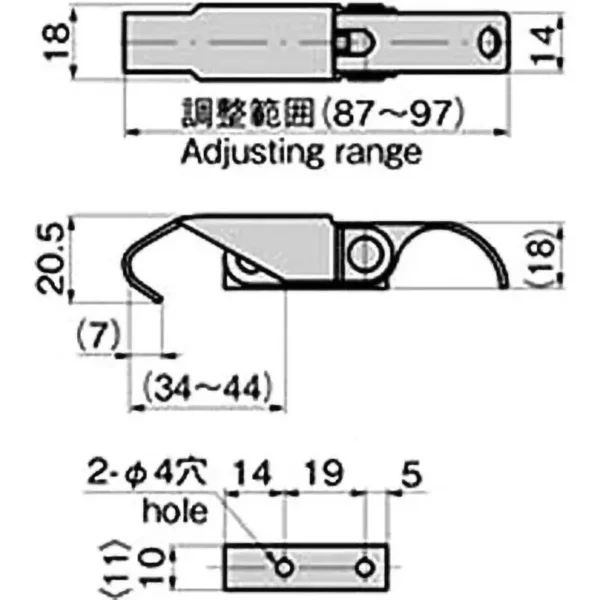 LAMP(Sugatsune) Stainless Steel  Hook-Type Adjustable Fastener > C-1230-1 - Image 2