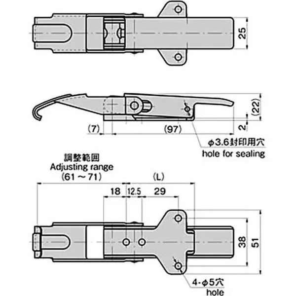 LAMP(Sugatsune) Stainless Steel  Hook-Type Adjustable Fastener > C-1232-1 - Image 2