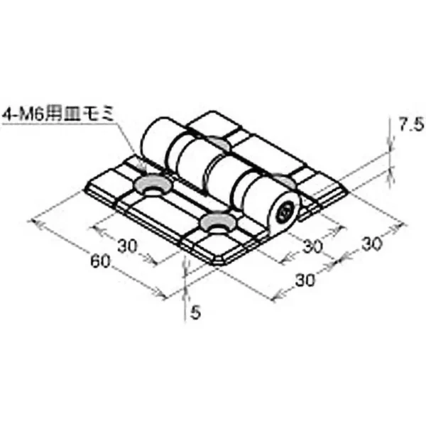 LAMP(Sugatsune) Aluminum Die-Cast Hinge (M6) >AHS-6060-6-L-SL-BNH - Image 2