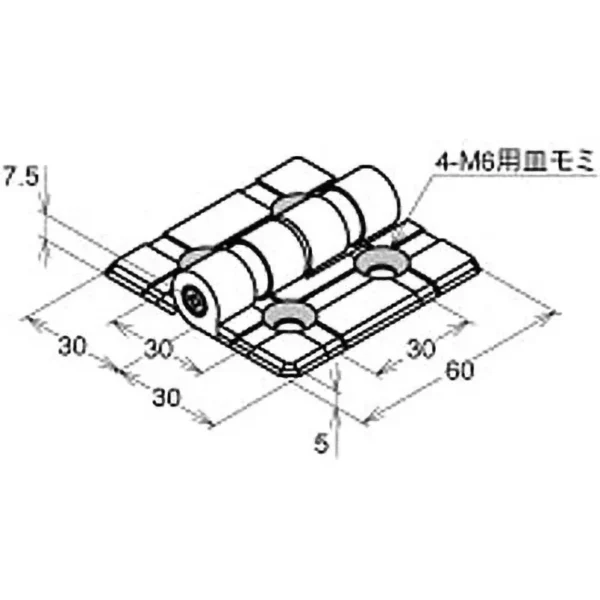 LAMP(Sugatsune) Aluminum Die-Cast Hinge (M6) >AHS-6060-6-R-SL-BNH - Image 2