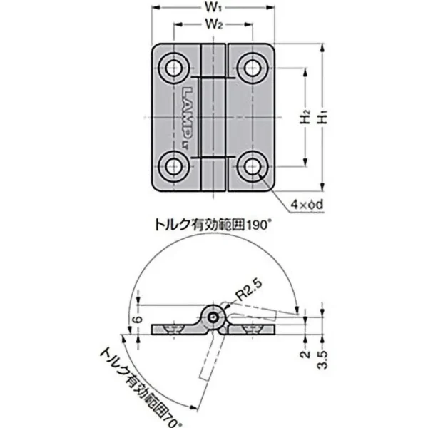 LAMP(Sugatsune) Mini Flat Torque Hinge Type HG-MF > HG-MF15-BL - Image 2