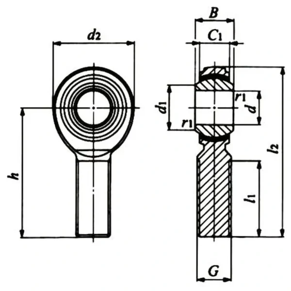 NTN， Pillow Ball POS EC (With Male Thread，Lubrication-Free，Right Thread)POS4EC - Image 2