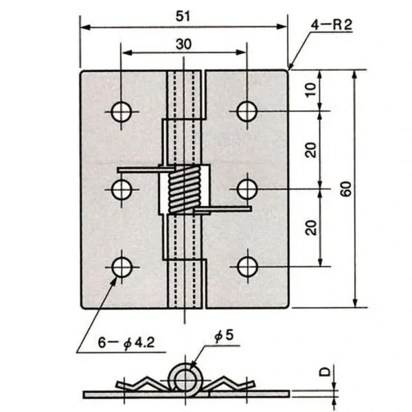 LAMP(Sugatsune) Spring Hinge >TH-63SUS - Image 2