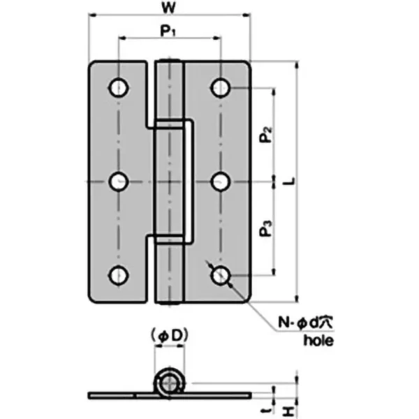 LAMP(Sugatsune) Stainless Steel Flat Torque Hinge > B-1209-3 - Image 2
