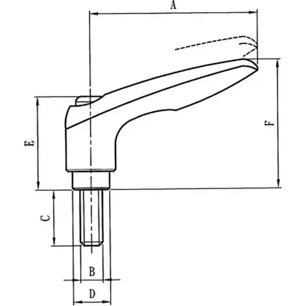 GEO.PRINCE TAKESHITA  Clamp Lever Male Thread N-KLM-45-M6-30-SR - Image 2