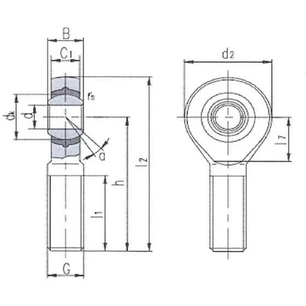NTN｣ｬ Rod End｣ｬ Lubrication-Free｣ｬMale Thread｣ｬLeft Thread Type - Image 2