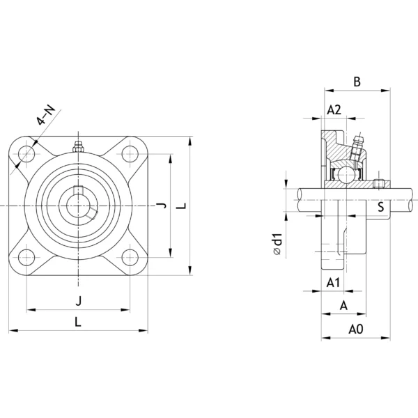 NSK (Nippon Seiko Kabushiki Kaisha) Square Flange Type Unit, Lubrication type > UCF209 - Image 2