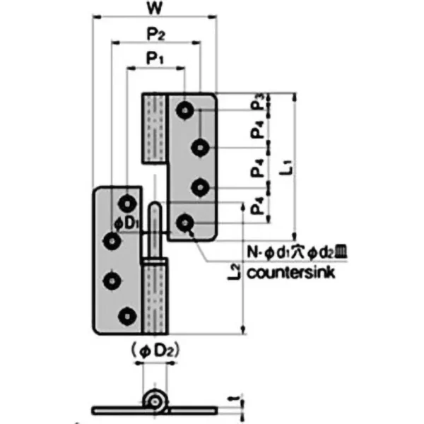 LAMP(Sugatsune)Heavy Duty Lift-off Hinge(with Holes) > B-1065-13-R - Image 2