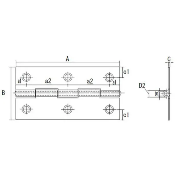 LAMP(Sugatsune) Steel Thin  Plain Hinge Pack of 10 > 550-76UNCR - Image 2
