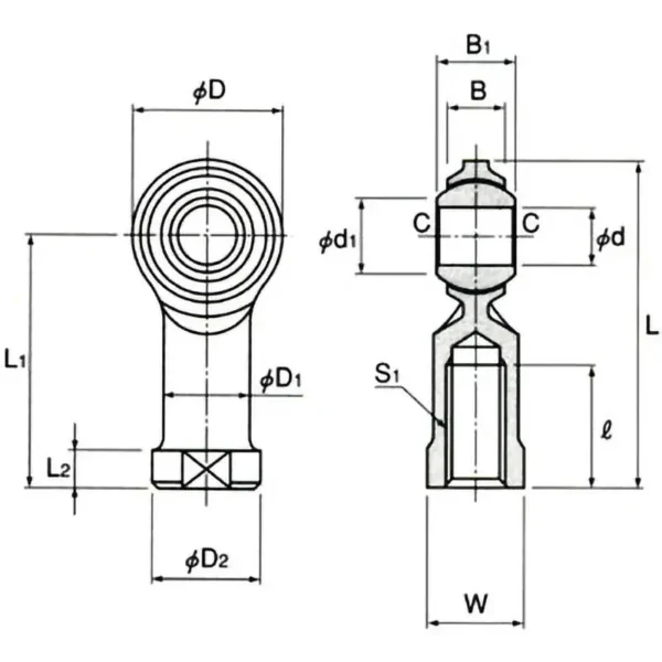 NTN｣ｬ Rod End｣ｬ NHS T Type (Left Thread Type) NHS4TL - Image 2