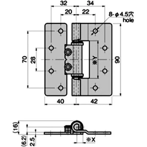 LAMP(Sugatsune) Stainless Steel Flat Torque Hinge > B-1109-0 - Image 2