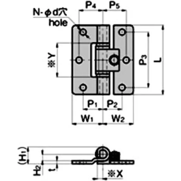 LAMP(Sugatsune) Stainless Steel Flat Torque Hinge > B-1109-2 - Image 2