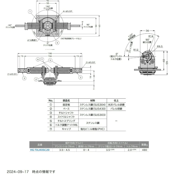 LAMP(Sugatsune) Dual-axis assist torque hinge >HG-TAJ40SC20 - Image 2