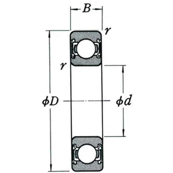 NTN (Nippon Thomson Co., Ltd.) Single-row Deep Groove Ball Bearing, Series 6000, VV (Double-sided Non-contact Rubber Seal Type) > 6021VV