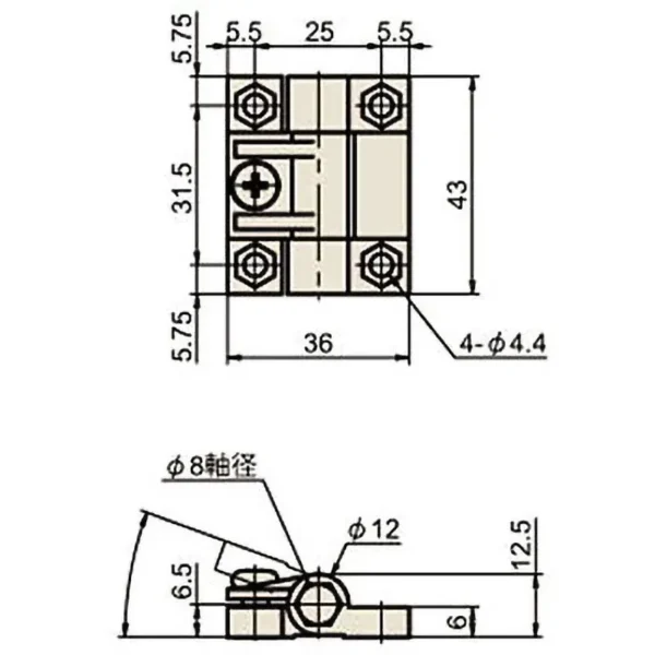 LAMP(Sugatsune) Adjustable Torque Hinge > B-532-2 - Image 2