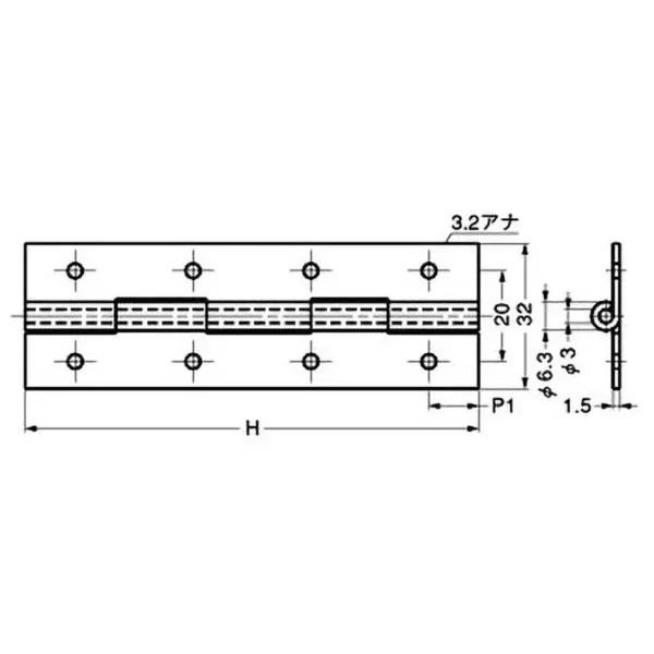 LAMP(Sugatsune) Stainless Steel HingeKH-Type A with Holes > TKH-75CA - Image 2