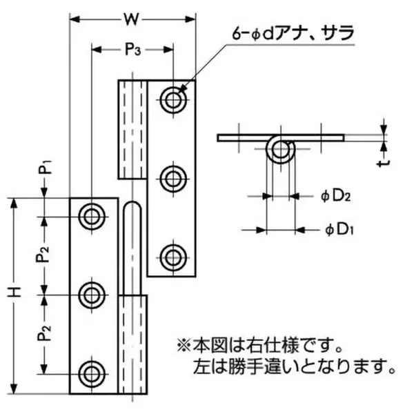 LAMP(Sugatsune) Lift-off Hinge KN Type >KN-50CL - Image 2