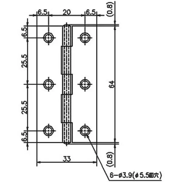 LAMP(Sugatsune) Thin Iron Hinge(with Holes) > B-21-64 - Image 2