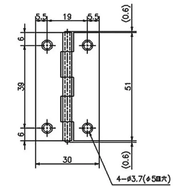 LAMP(Sugatsune) Thin Iron Hinge(with Holes) > B-21-51 - Image 2