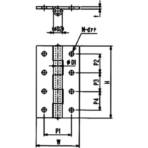 LAMP(Sugatsune) Stainless Steel Flat Hinge( with Holes) > TLS-65B - Image 2