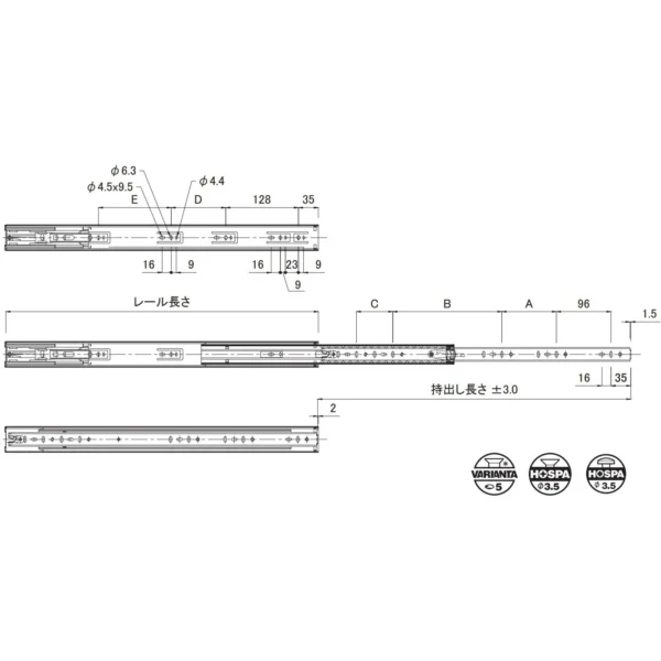 LAMP(Sugatsune) Slide Rail Soft Close FA15.30 3-Section(Ball Bearing Rail) > 432.02.436 - Image 3