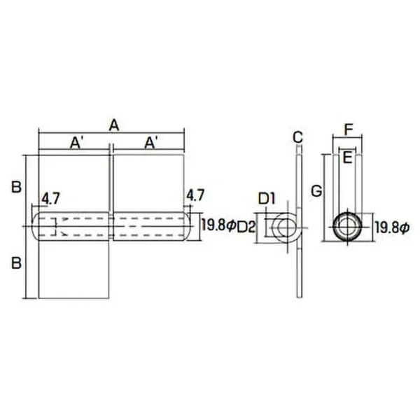 LAMP(Sugatsune) Heavy-Duty Iron Weld-On Hinge (Unfinished) >2000W-153R - Image 2