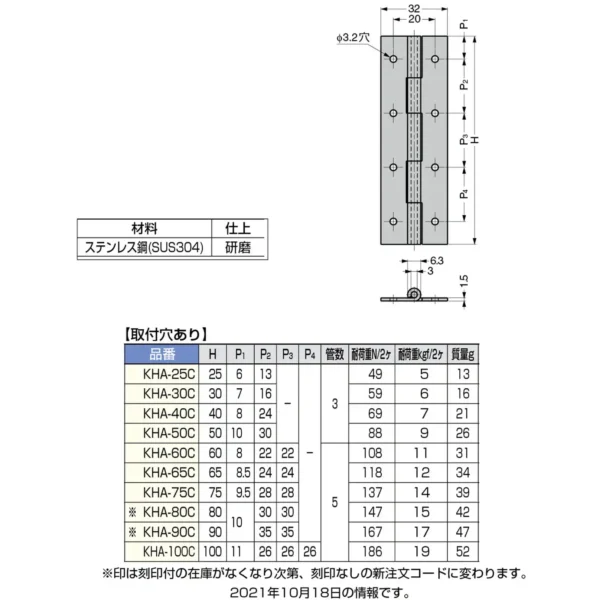 LAMP(Sugatsune)  Butt Hinge KHA Type > KHA-50C - Image 3