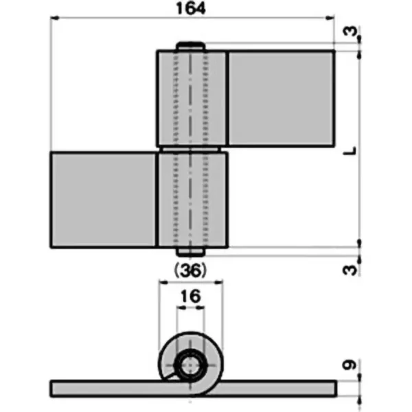 LAMP(Sugatsune) Extra-Heavy-Duty Thick-Joint Double-Acting Flag Hinge(L=154) >B-26-1 - Image 2