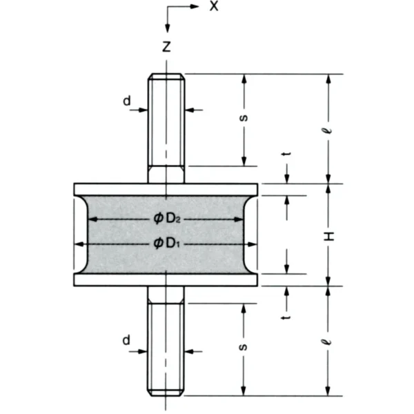 Atom Round Vibration-Damping Rubber (Double-Sided Bolt Type) > KA-12 - Image 2