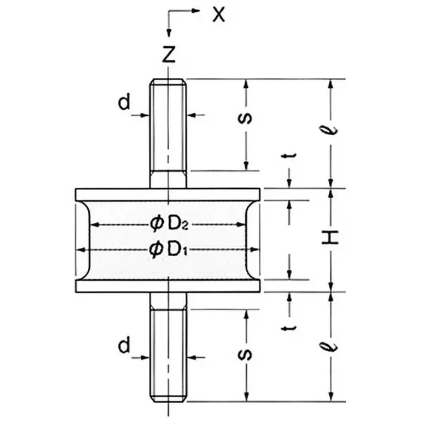 Atom Round Anti-Vibration Rubber (Double-Sided Bolt Type) > KA-25-27H - Image 2