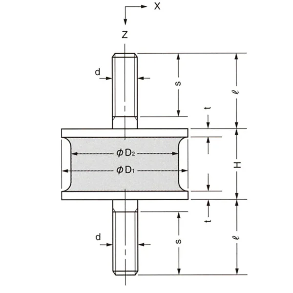 Atom Circular Vibration Isolation Rubber (Double-Sided Bolt Type) > KA-60 - Image 2