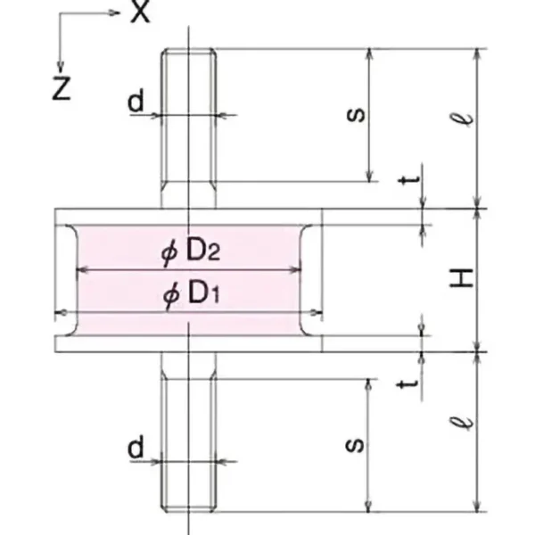 Atom Round Vibration-Resistant Rubber (Double-Sided Bolt Type) > KA-65 - Image 2
