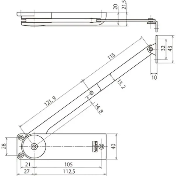 LAMP(Sugatsune) Soft Down Stay for Heavy-Duty Doors HDS-20 Type(Used in Pairs) > HDS-20HR-WT - Image 3