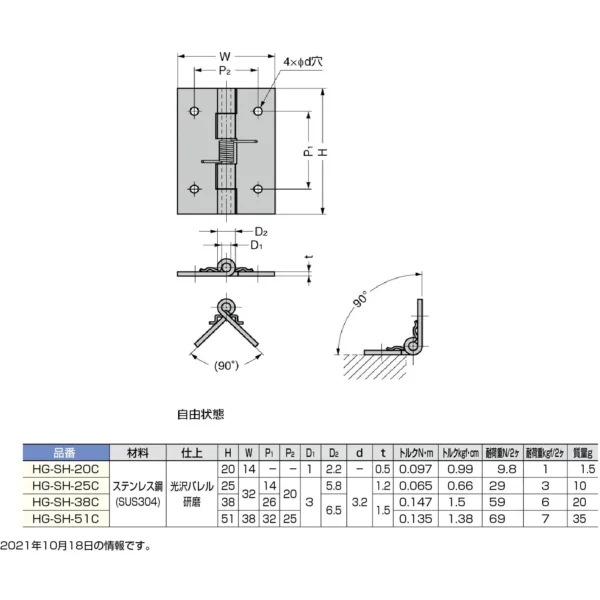 LAMP(Sugatsune) Spring Hinge HG-SH type > HG-SH-51C - Image 3