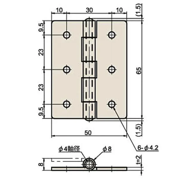 LAMP(Sugatsune) Stainless Steel Hinge(Both Wings with Holes) > B-243-SUS-3 - Image 2